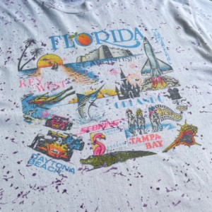 90年代 USA製 FLORIDA フロリダ スーベニア アート スプラッター プリント Tシャツ メンズXL 【古着】【中古】