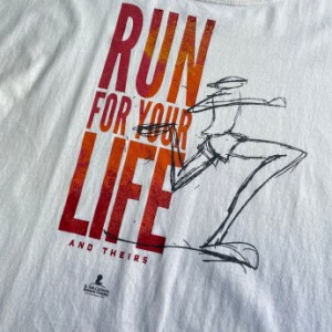 RUN FOR YOUR LIFE アート Tシャツ メンズ2XL 【古着】【中古】