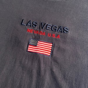 USA製 アメリカンフラッグ 星条旗 刺繍ロゴ LAS VEGAS Tシャツ メンズ2XL 【古着】【中古】