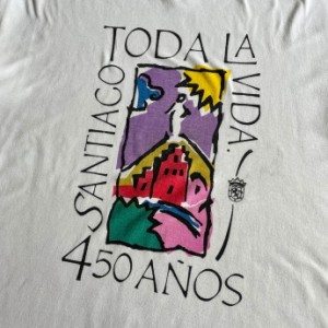 90年代 TODA LA VIDA ユーロ アート プリントTシャツ メンズM相当 【古着】【中古】