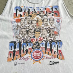 90年代 NBA DETROIT PISTONS 1990 WORLD CHAMPIONS チームロゴ プリント カットオフ ノースリーブTシャツ メンズL 【古着】【中古】