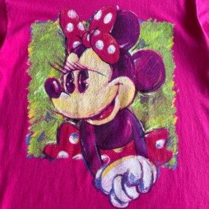 90年代  Disney ディズニー ミニーマウス アート プリントTシャツ キャラクターTシャツ メンズM-L相当 レディース   【古着】【中古】