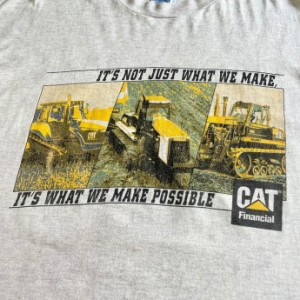 90年代 USA製 Caterpillar CAT キャタピラー 企業ロゴ  両面プリント Tシャツ  メンズXL 【古着】【中古】