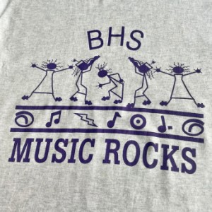 90年代 USA製 BHS MUSIC ROCKS カレッジイベント スティックマン アート プリント Tシャツ  メンズL 【古着】【中古】