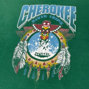 90年代 USA製 CHEROKEE RIVER TRIPS イベント アートプリント 企業ロゴ Tシャツ メンズXL 【古着】【中古】