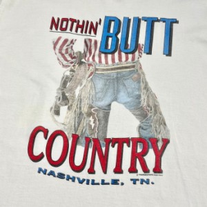 90年代 USA製 NOTHIN' BUTT COUNTRY カウボーイ ジョーク プリントTシャツ メンズ2XL 【古着】【中古】