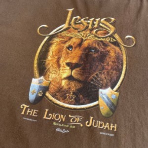 00年代 JESUS THE LION OF JUDAH ユダのライオン キリスト教 アート プリント Tシャツ メンズXL 【古着】【中古】