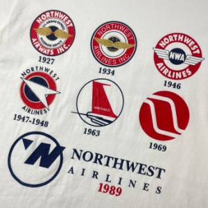 〜00年代 NORTHWEST AIRLINES 企業ロゴ プリントTシャツ メンズL相当 【古着】【中古】