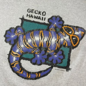 80〜90年代 USA製 GECKO HAWAII ゲッコー ハワイ バックプリント ボーダー Tシャツ  レディースL 【古着】【中古】