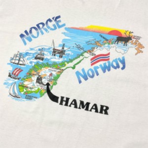 90年代 NORWAY ノルウェー アート スーベニア プリントTシャツ メンズL 【古着】【中古】