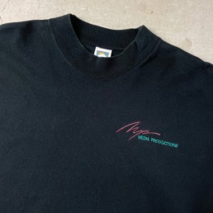 90年代 USA製 MEDIA PRODUCTIONS ハイネック 企業ロゴ 刺繍 Tシャツ メンズXL 【古着】【中古】