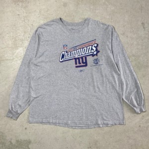 ビッグサイズ Reebok リーボック NFL SUPER BOWL XLII CHAMPIONS ニューヨーク・ジャイアンツ チームロゴ プリント ロングTシャツ メンズ