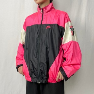 色えんじ色90年代 NIKE ナイキ ナイロンジャケット 防寒  防風  大きいサイズ  ストリート スナップボタン えんじ色 (メンズ XL)   N6468