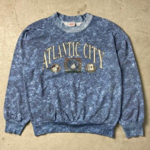 USA製 90年代 ATLANTIC CITY ケミカルウォッシュ スウェットシャツ メンズL