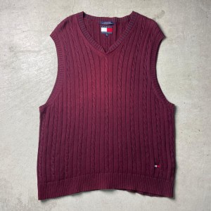 90年代 TOMMY HILFIGER トミーヒルフィガー コットンニットベスト メンズXL