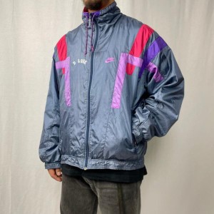 90年代 NIKE ナイキ 銀タグ 切替デザイン ナイロン トラックジャケット メンズM