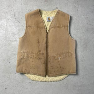 80年代 Carhartt カーハート ダック地 ノーカラー ワークベスト ボアベスト メンズM