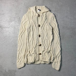 J.CREW Jクルー トグルボタンショールカラー ケーブルニット ウールニットカーディガン レディースL