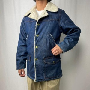 70年代 USA製 OSHKOSH B'GOSH オシュコシュ ビゴッシュ デニムボアジャケット ランチコート メンズL相当