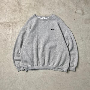 90〜00年代 USA製 NIKE ナイキ スウェットシャツ スウォッシュ ワンポイントロゴ 刺繍 メンズXL相当