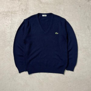 70年代 フランス製 CHEMISE LACOSTE ラコステ アクリルニットセーター Vネック メンズL相当