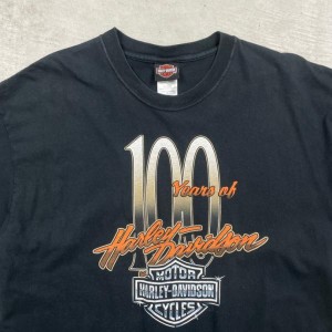 00年代 USA製 Harley-Davidson ハーレーダビッドソン モーターサイクル プリントTシャツ バイク 100周年 メンズXL