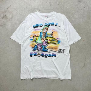 90年代 WHO DEM A PROGRAM HIP-HOP エアブラシアート ペイントTシャツ メンズ2XL