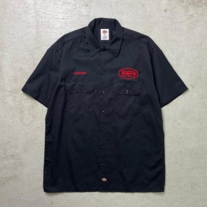 Dickies ディッキーズ  ワークシャツ 半袖シャツ 企業ロゴ刺繍 メンズL