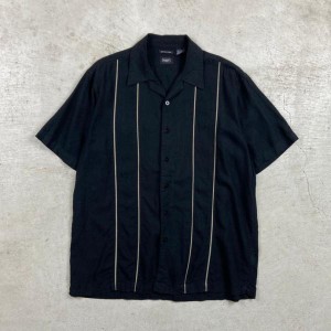 90年代 haggar ハガー 開襟シャツ オープンカラーシャツ リネン×レーヨン メンズL