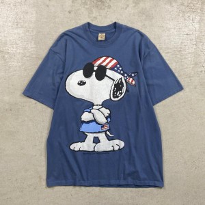 90年代 PEANUTS スヌーピー  キャラクタープリントTシャツ 星条旗 メンズL相当