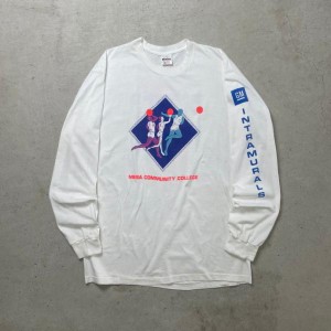 90年代 USA製 MESA COMMUNITY COLLEGE スポーツ 企業ロゴ 長袖Tシャツ ロンT メンズL