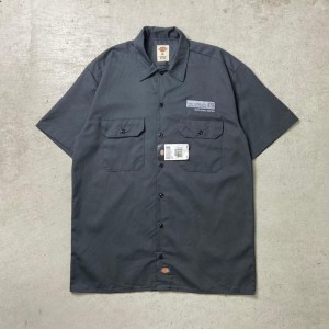 DEADSTOCK NOS Dickies ディッキーズ  ワークシャツ 半袖シャツ 企業ロゴ刺繍 メンズM