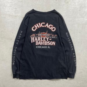 90年代 USA製 Harley-Davidson CHICAGO ハーレーダビッドソン シカゴ  ロングTシャツ ロンT メンズL