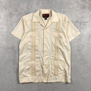 90年代 Guayabera 半袖 キューバシャツ 開襟 オープンカラー 刺繍 メンズL