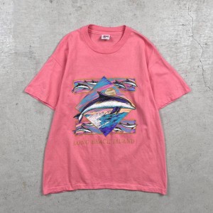 90年代 USA製 LONG BEACH ISLAND スーベニア プリント Tシャツ メンズL