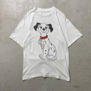 90年代〜 Disney ディズニー 101 DALMATIANS 101匹ワンちゃん キャラクタープリントTシャツ メンズM相当 レディース