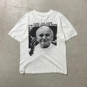 90年代 POPE SMOKES DOPE ローマ法王 エミネム プリントTシャツ マリファナ ガンジャ メンズL相当