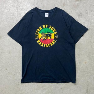 00年代 LION OF JUDAH RASTAFARI ラスタファリ プリントTシャツ メンズL