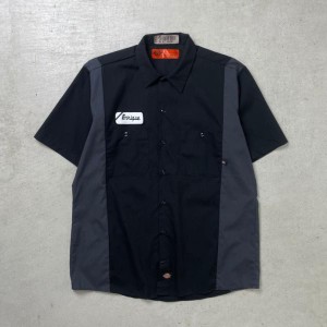 Dickies ディッキーズ  ワークシャツ 半袖シャツ 企業ロゴワッペン メンズL