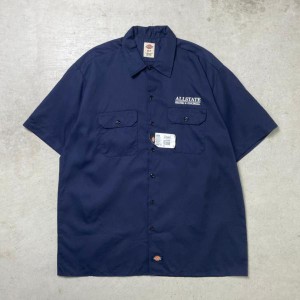 DEADSTOCK NOS Dickies ディッキーズ  ワークシャツ 半袖シャツ 企業ロゴ刺繍 メンズXLT