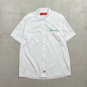 Dickies ディッキーズ ワークシャツ 半袖シャツ 企業刺繍 メンズL