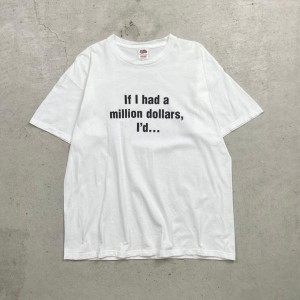 00年代 If I had a million dollars I'd... LOTTO アドバタイジングプリントTシャツ 宝くじ メンズXL