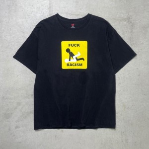 “FUCK RACISM” メッセージ プリントTシャツ メンズXL