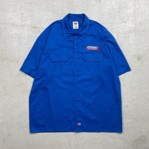 00年代 Dickies ディッキーズ 半袖 ワークシャツ 企業ロゴ刺繍 メンズ2XL相当