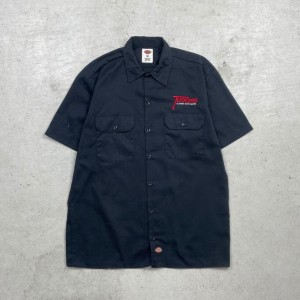 00年代 Dickies ディッキーズ 半袖 ワークシャツ 企業ロゴ刺繍 メンズM