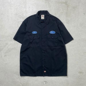 Dickies ディッキーズ 半袖 ワークシャツ 企業ロゴ刺繍 メンズL