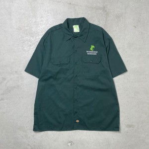 Dickies ディッキーズ 半袖 ワークシャツ 企業ロゴ刺繍 メンズ2XL 相当