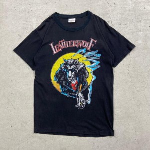80年代 LEATHER WOLF TOUR 1989 レザーウルフ バンドTシャツ バンT メンズM相当