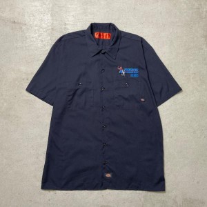 Dickies ディッキーズ 半袖 ワークシャツ 企業ロゴ刺繍 メンズL