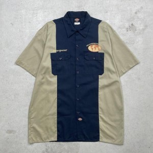 Dickies ディッキーズ 半袖 ツートンワークシャツ 企業ロゴ刺繍 メンズ2XL相当